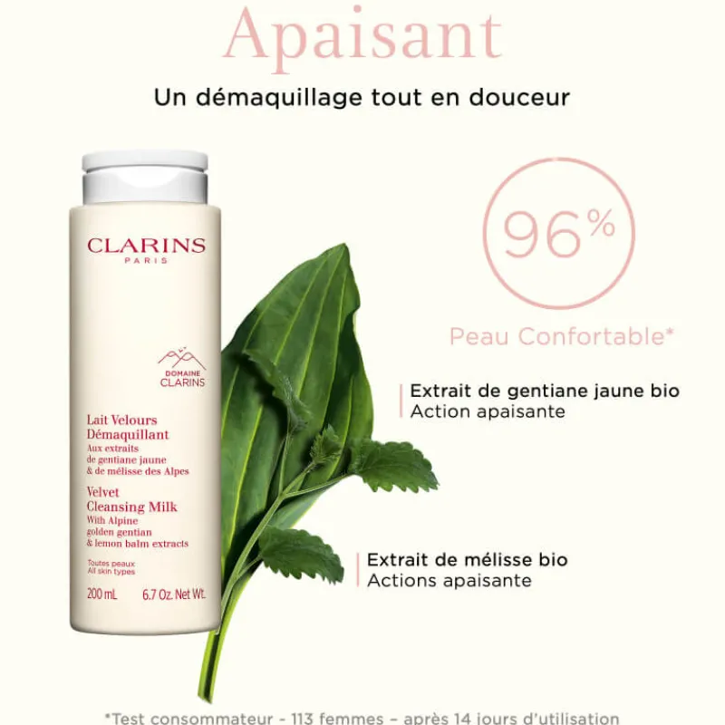 Clarins Visage^Lait Velours Démaquillant Aux Extraits de Gentiane Jaune & de Mélisse des Alpes